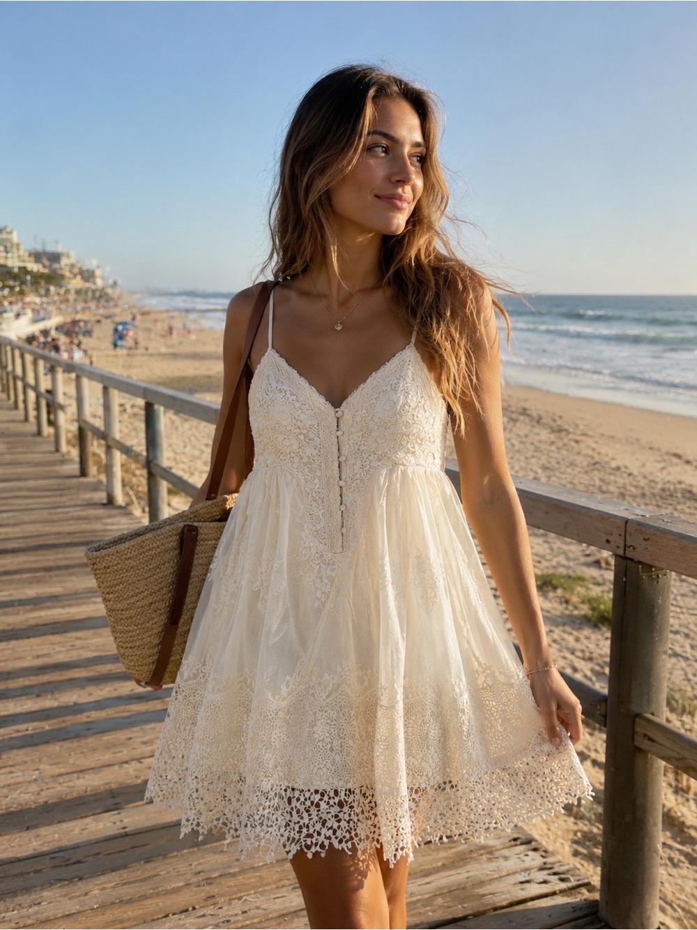 En Creme Cream Lace Mini Dress